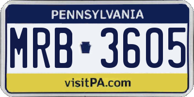 PA license plate MRB3605