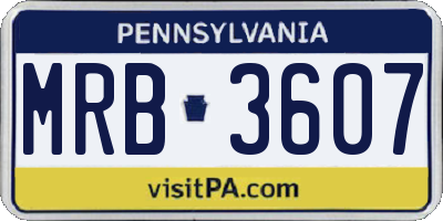 PA license plate MRB3607