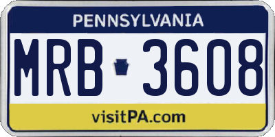PA license plate MRB3608