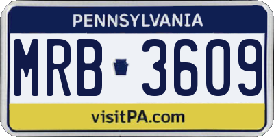 PA license plate MRB3609