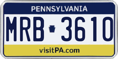PA license plate MRB3610