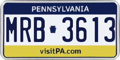 PA license plate MRB3613