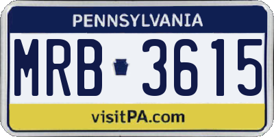 PA license plate MRB3615