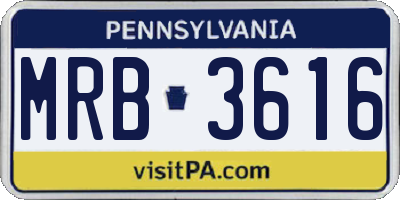 PA license plate MRB3616