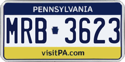 PA license plate MRB3623
