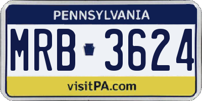 PA license plate MRB3624