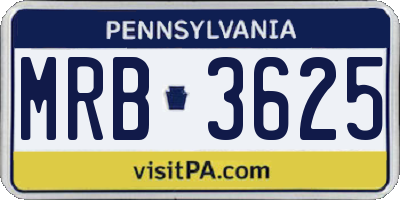 PA license plate MRB3625