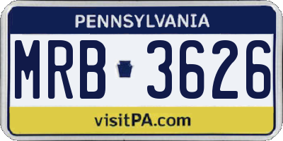 PA license plate MRB3626