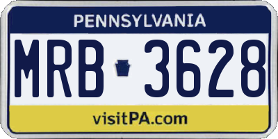 PA license plate MRB3628