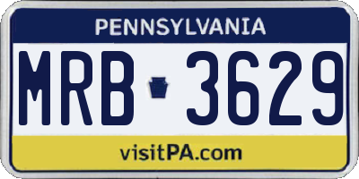 PA license plate MRB3629