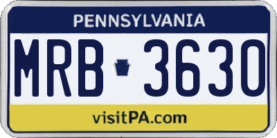 PA license plate MRB3630