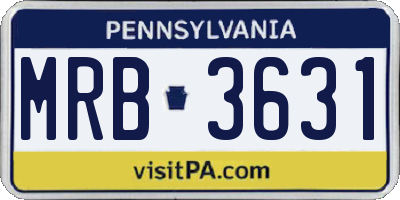 PA license plate MRB3631