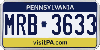PA license plate MRB3633