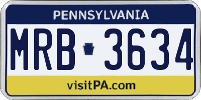 PA license plate MRB3634