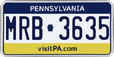 PA license plate MRB3635