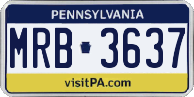 PA license plate MRB3637