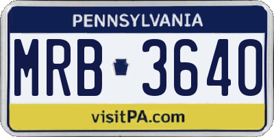 PA license plate MRB3640