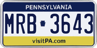 PA license plate MRB3643