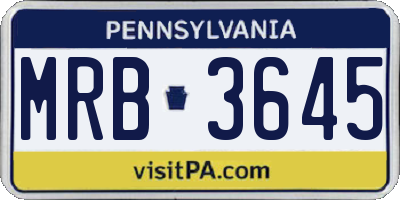 PA license plate MRB3645