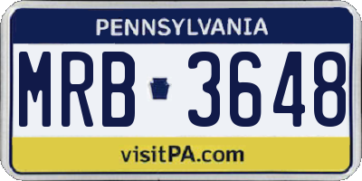 PA license plate MRB3648