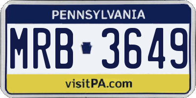 PA license plate MRB3649