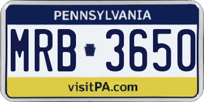 PA license plate MRB3650