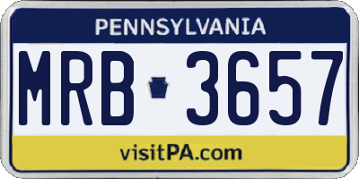 PA license plate MRB3657