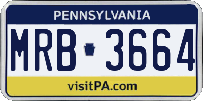 PA license plate MRB3664