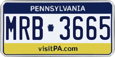 PA license plate MRB3665