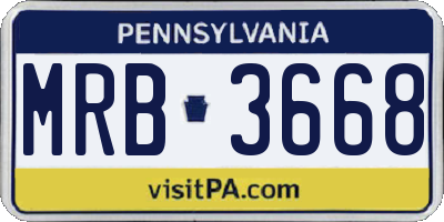 PA license plate MRB3668