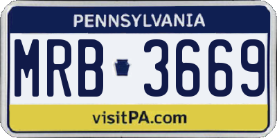 PA license plate MRB3669
