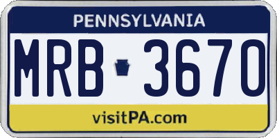 PA license plate MRB3670