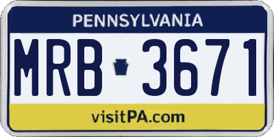 PA license plate MRB3671