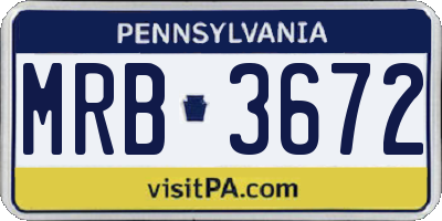 PA license plate MRB3672