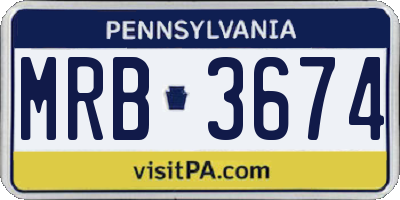 PA license plate MRB3674