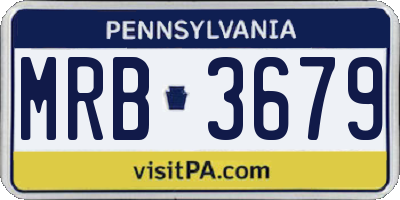 PA license plate MRB3679