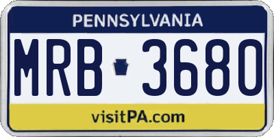 PA license plate MRB3680