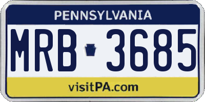 PA license plate MRB3685