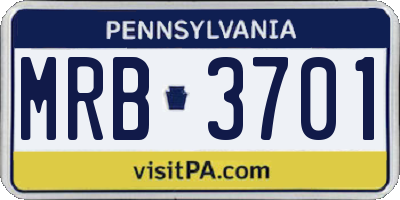 PA license plate MRB3701