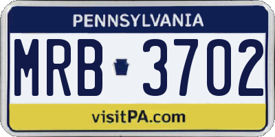 PA license plate MRB3702