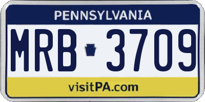 PA license plate MRB3709