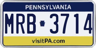PA license plate MRB3714
