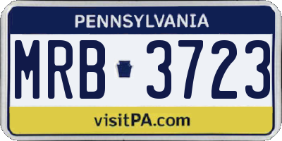 PA license plate MRB3723