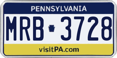 PA license plate MRB3728