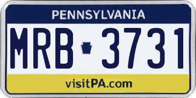 PA license plate MRB3731