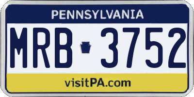 PA license plate MRB3752