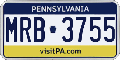 PA license plate MRB3755