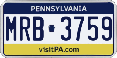 PA license plate MRB3759