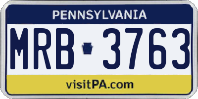 PA license plate MRB3763
