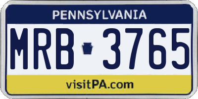 PA license plate MRB3765